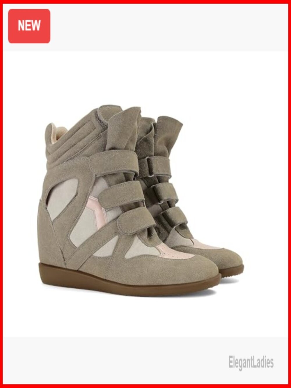 Wedge Sneakers Size 6 Faux Suede Hook Loop Closure Casual Retro Style - Picture 6 of 7